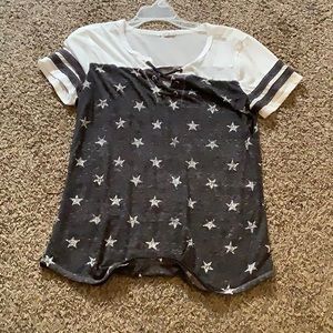 Maurices, sheer grey and white star print top